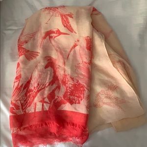 Pink/coral/cream Bird scarf